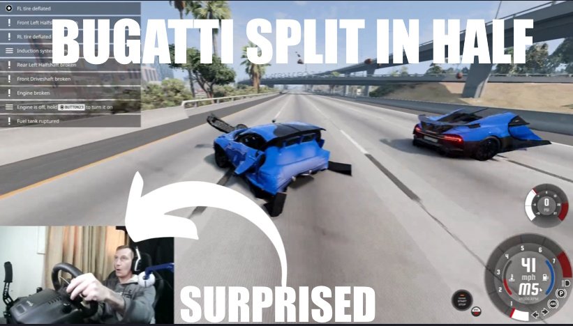 Bugatti Split In Half!! It's Raining Cars Chaos Mod